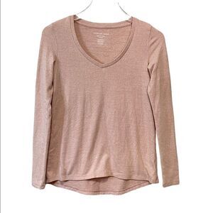 American Eagle Soft & Sexy Plush Long Sleeve V Neck Shirt Pink XS